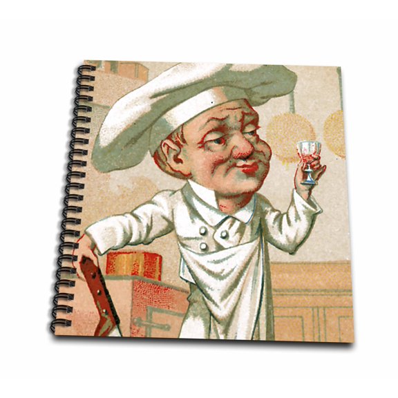 3dRose, Chef With Wine, Drawing Book 8 x 8 inch