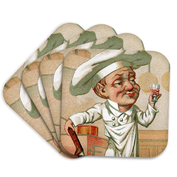 3dRose, Chef With Wine, Set of 4 Coasters - Soft