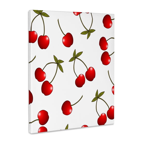 3dRose, Cherry Print Juicy Red Cherries on White, Museum Grade Canvas Wrap 11x14