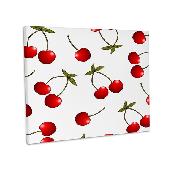3dRose, Cherry Print Juicy Red Cherries on White, Museum Grade Canvas Wrap 14x11