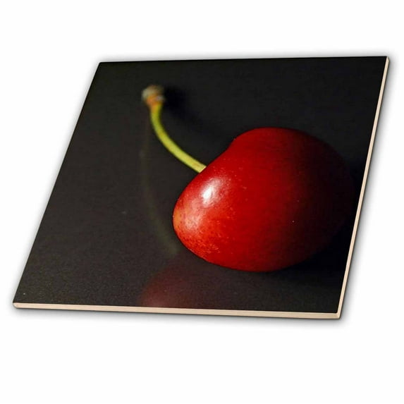 3dRose, Cherry Red - cherry, contemporary, decorative, macro, minimalistic, modern, negative space, 6 Inch Ceramic Tile