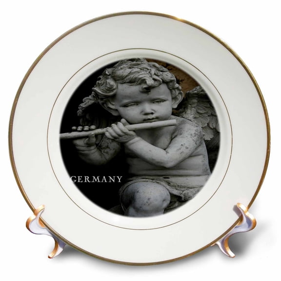 3dRose, Cherub Statue In Germany, 8 inch Porcelain Plate