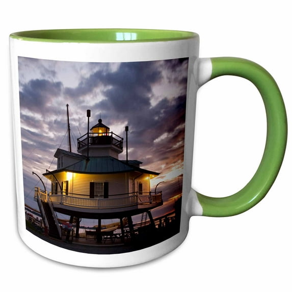 3drose, Chesapeake Bay, Hooper Straight Lighthouse - Us21 Wbi0063 - Walter Bibikow, 15oz Two-tone Green Mug