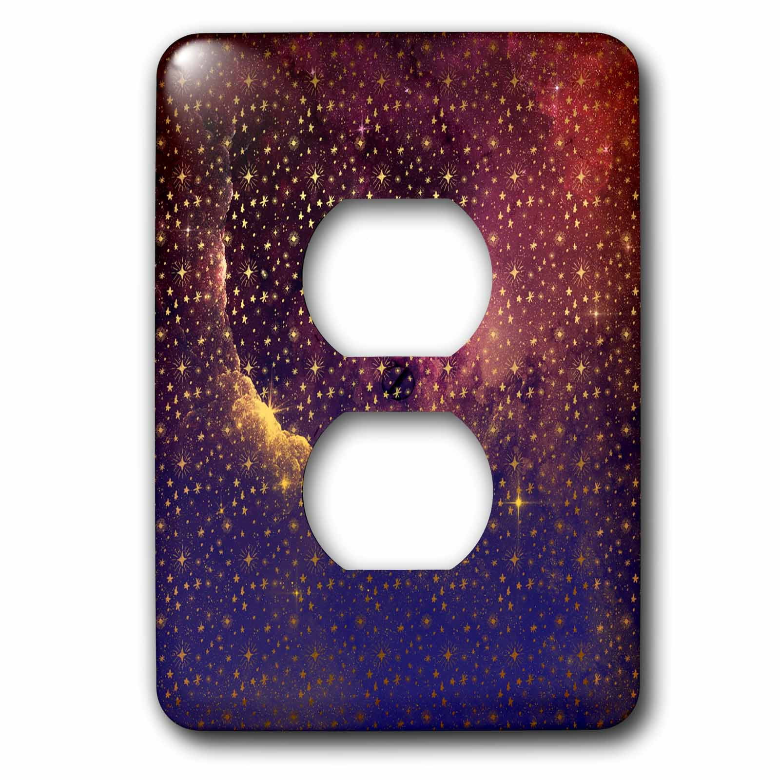 3dRose, Chic Faux Gold Stars On Purple and Blue Galaxy Sky, 2 plug outlet cover