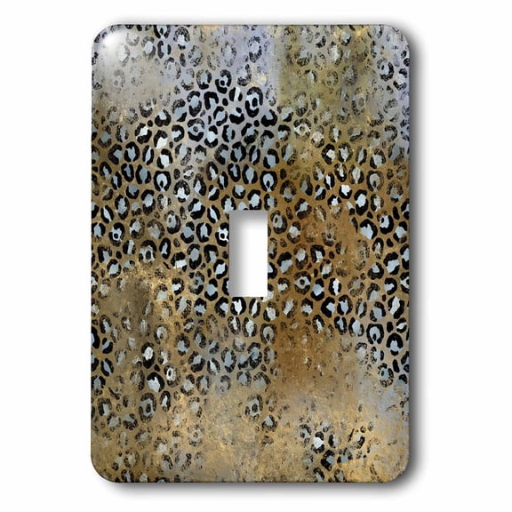 3dRose, Chic Light Blue and Image Of Gold Grunge Leopard Spots Pattern, single toggle switch