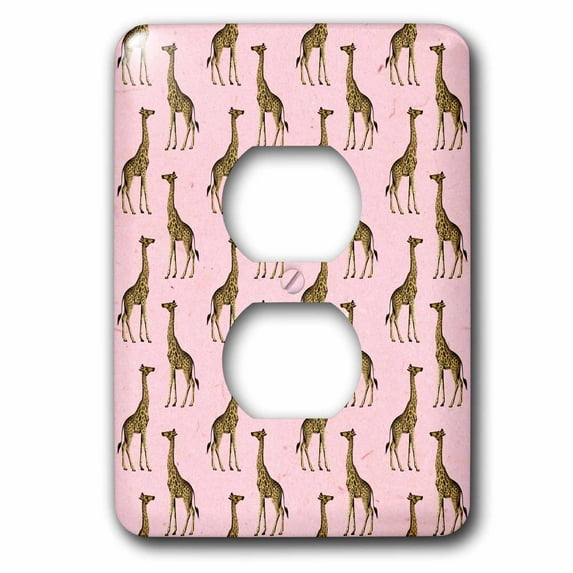 3dRose, Chic Pink and Image Of Gold Giraffe Pattern, 2 plug outlet cover