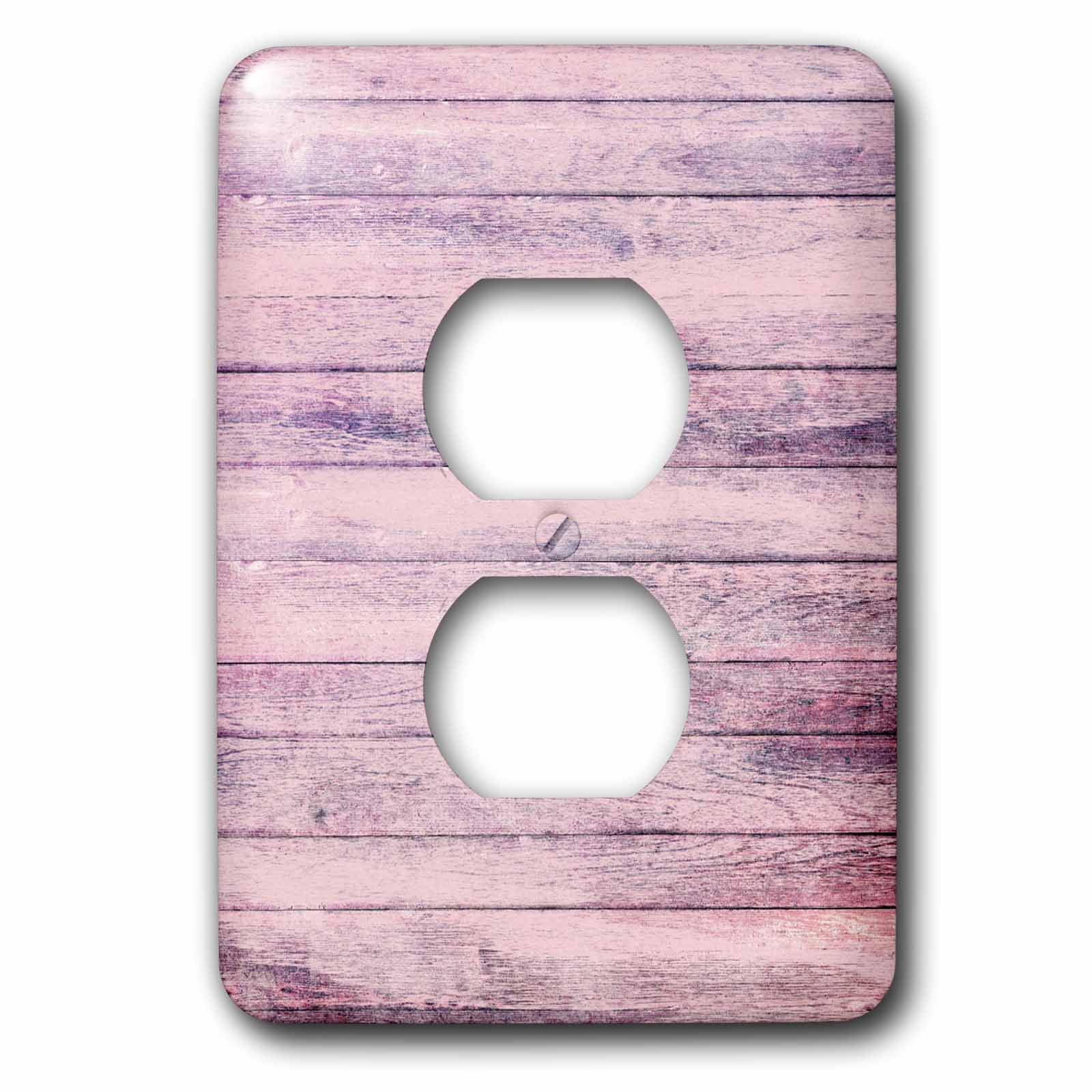 3dRose, Chic Purple Printed Faux Wood, 2 plug outlet cover