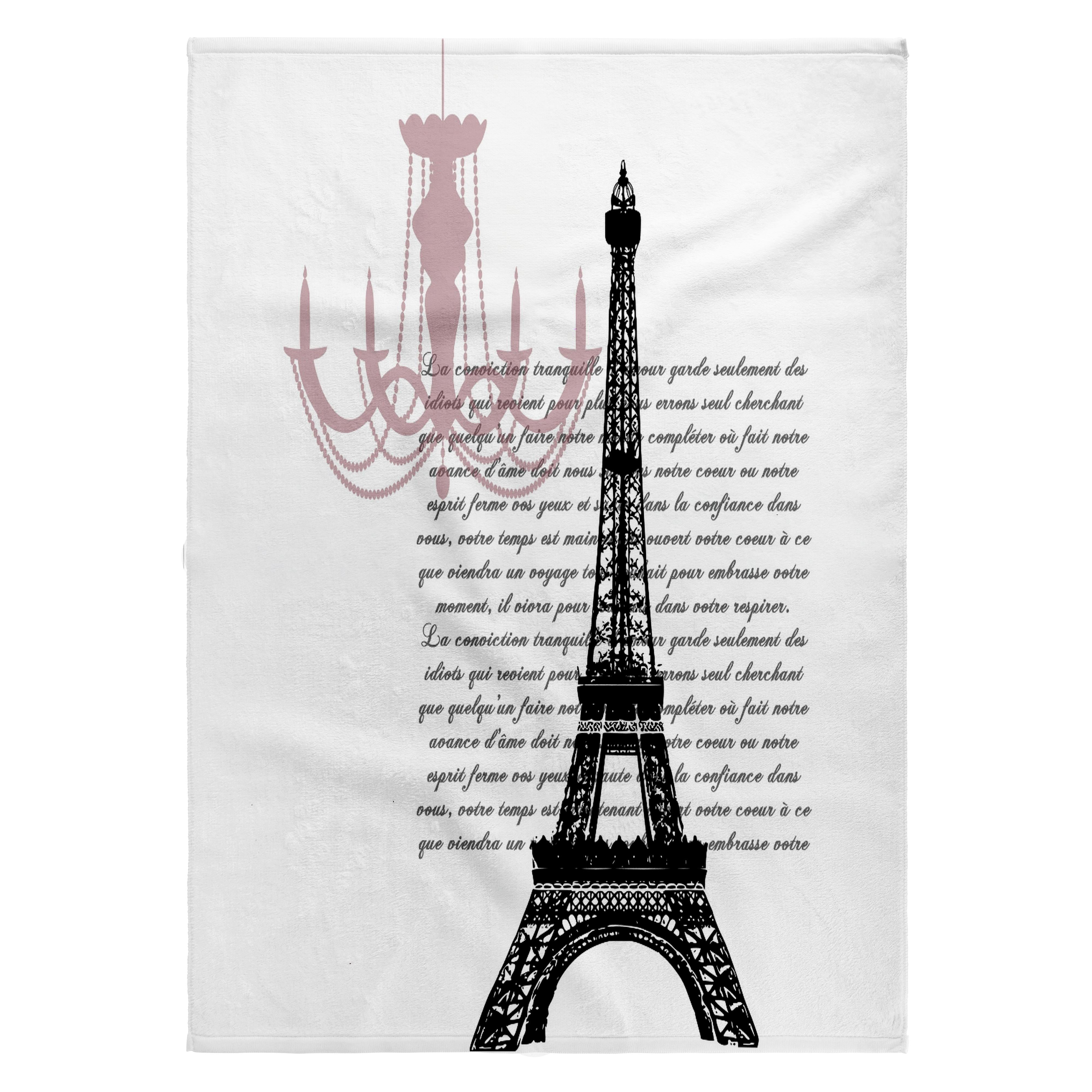 3dRose, Chic chandelier and Eiffel tower with script, 22x30 Bath Hand Pool Towel
