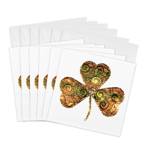 3drose, Chic Clover (colorful), 6 Greeting Cards with Envelopes