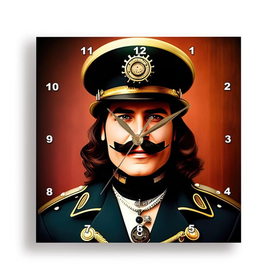 3dRose, Chic naval captain of fantastic era in uniform. Experienced sailor, 15x15 Wall Clock