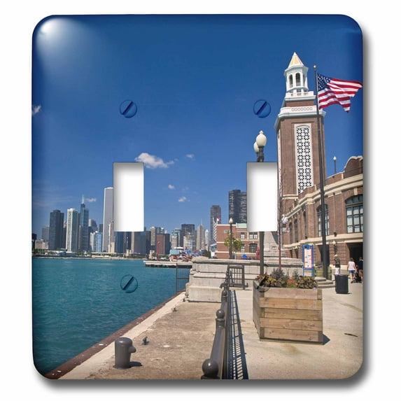 3dRose, Chicago skyline from Navy Pier, Illinois - US14 JRE0015 - Joe Restuccia III, double toggle switch