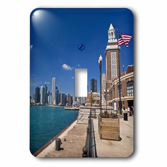 3dRose, Chicago skyline from Navy Pier, Illinois - US14 JRE0015 - Joe Restuccia III, single toggle switch