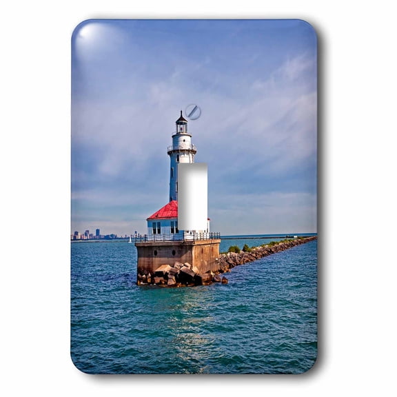 3dRose, Chicago skyline from the water, Illinois, USA, single toggle switch
