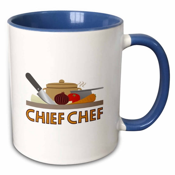 3drose, Chief Chef Illustrative Design, 11oz Two-tone Blue Mug
