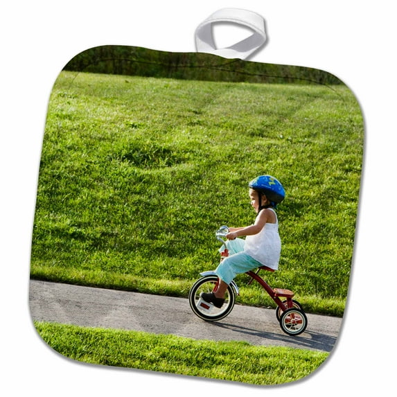 3dRose, Child on tricycle, Whitefish Bicycle Path, Montana - US27 CHA1550 - Chuck Haney, 8x8 Potholder