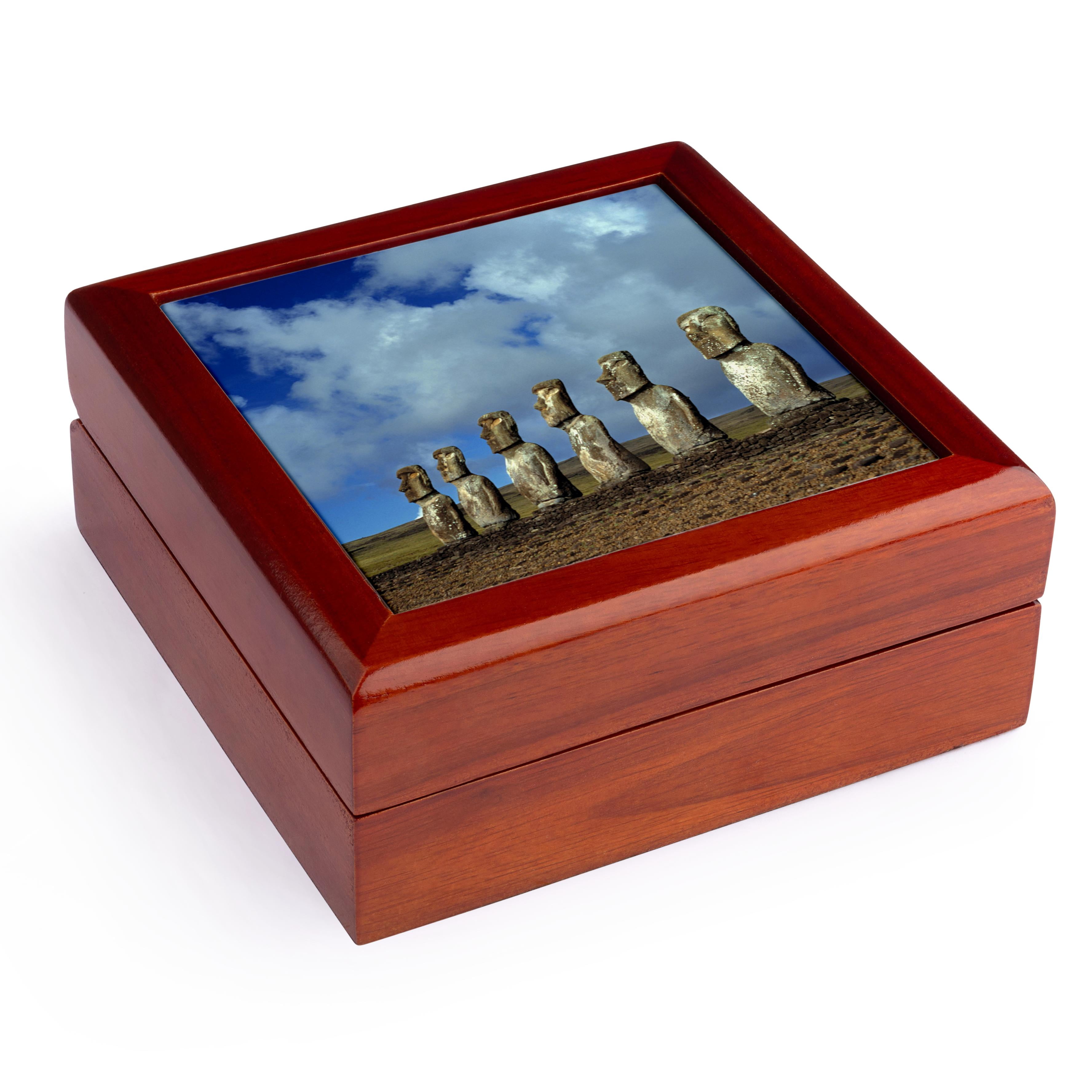 3dRose, Chile, Easter Island, moai statues at Ahu Akivi - SA05 RER0054 - Ric Ergenbright, Jewelry Box 5.5x5.5 inch with 4 inch tile