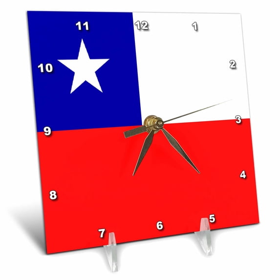 3dRose, Chile Flag, 6x6 Desk Clock