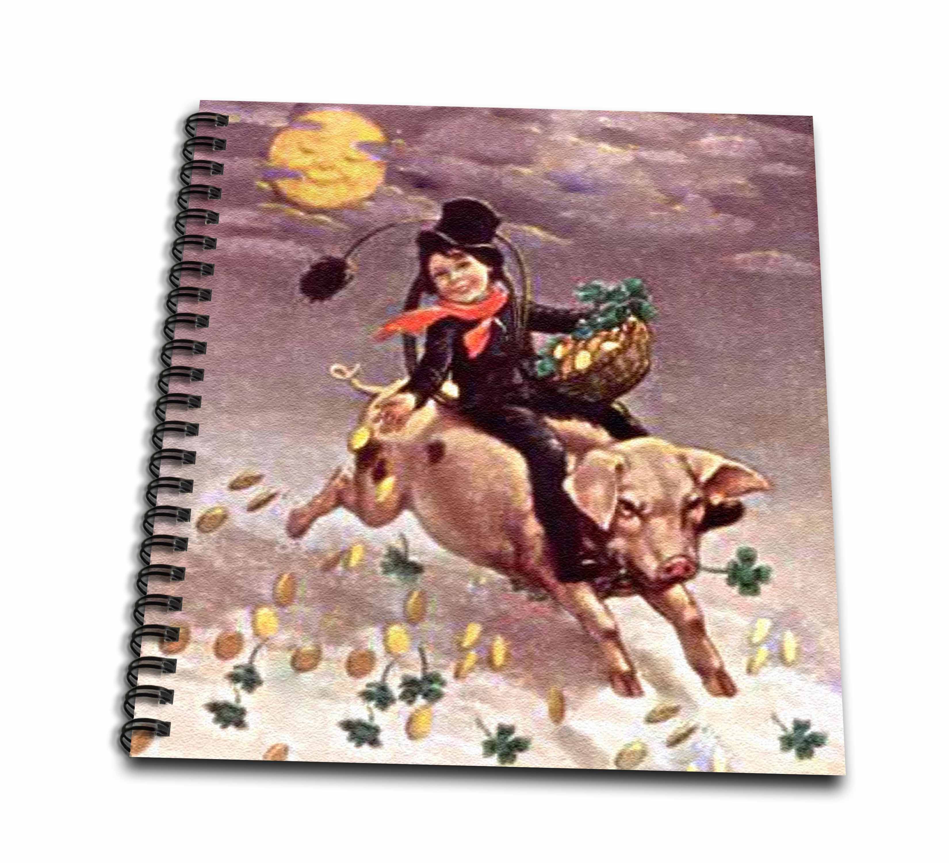 3dRose, Chimney Sweeper on Flying Pig (Vintage), Memory Book 12 x 12 inch