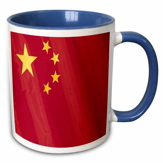 3drose, China Flag, 11oz Two-tone Blue Mug