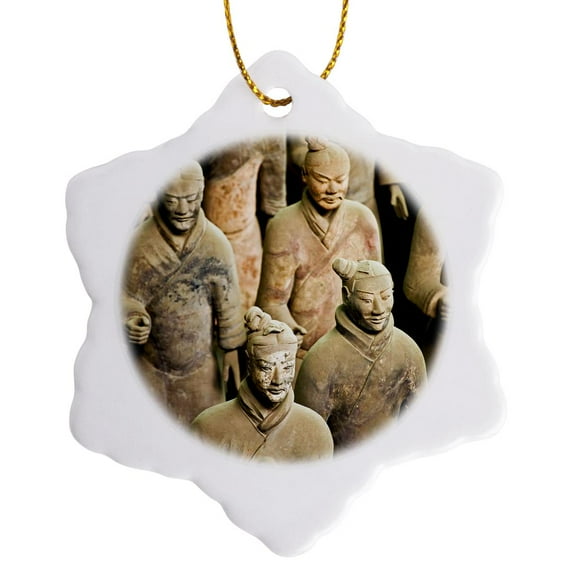 3drose, China, Qin Shi Huang Di Mausoleum, Terracotta Warriors - As07 Mgl0060 - Miva Stock, 3 inch Snowflake Porcelain Ornament