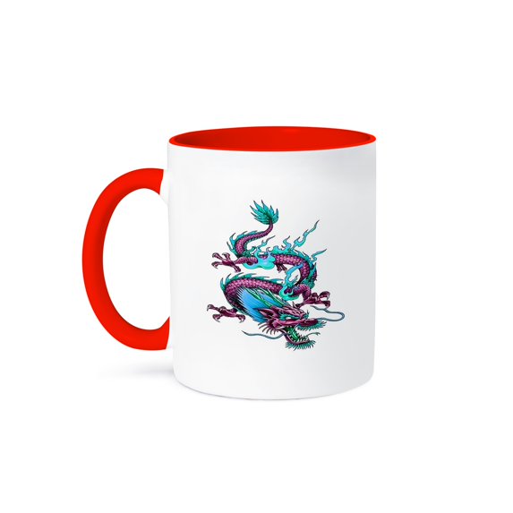 3dRose, Chinese Cloud Dragon Mythical Rain Maker Creature, 15oz Two-Tone Red Mug