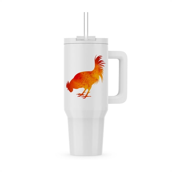 Chinese New Year- Red Orange Watercolor Rooster, 40oz Tumbler