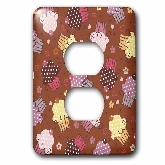 3dRose, Chocolate Cupcake Design, 2 plug outlet cover