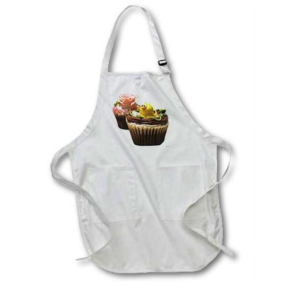 3dRose, Chocolate Cupcakes, Medium Length Apron with Pouch Pockets 22w x 24l
