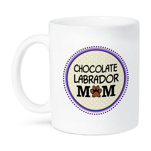 3dRose, Chocolate Labrador Dog Mom - Doggie mama by breed - Lab paw print mum love- doggy lover - pet owner, 11oz Mug