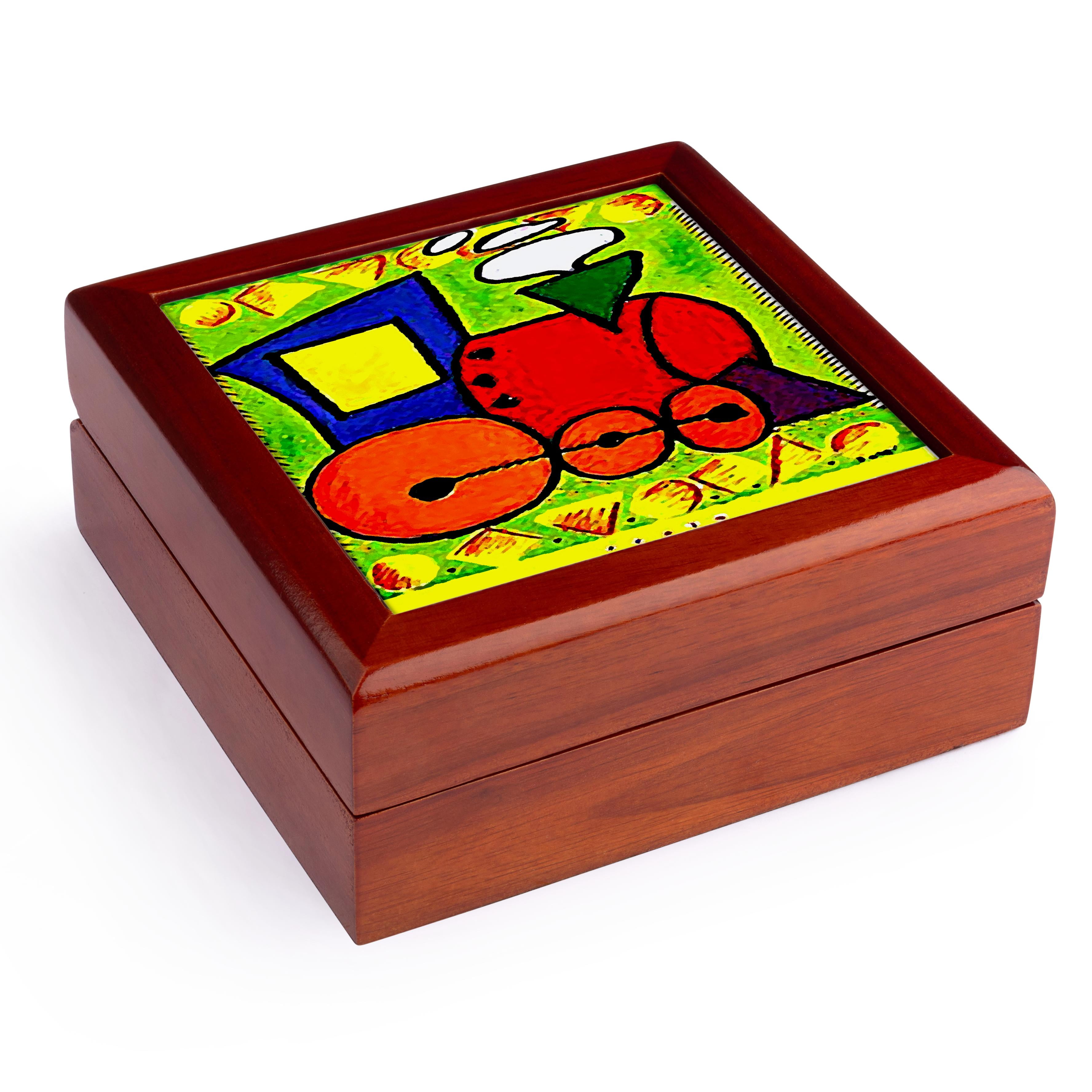 3dRose, Choo Choo Train, Jewelry Box 5.5x5.5 inch with 4 inch tile