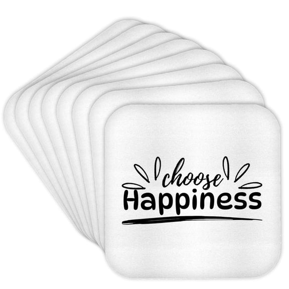 3drose, Choose Happiness Typography, Set of 8 Coasters - Soft