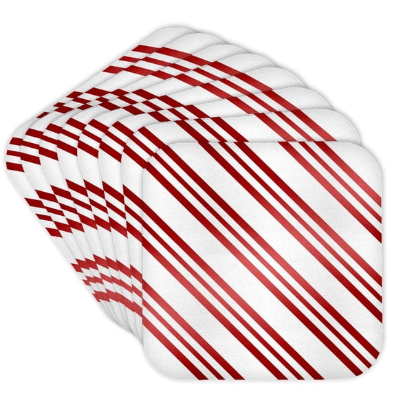 3dRose, Christmas Candy Cane Stripe Red and White, set of 8 Coasters - Soft