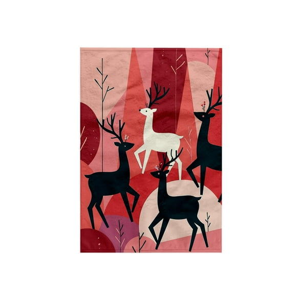 3dRose, Christmas Caribou Pink KItsch MId-Century Retro Art, 15x22 Hand Towel