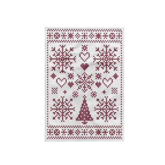 3dRose, Christmas Cross Stitch Embroidery Sampler Pink And White, 15x22 Hand Towel
