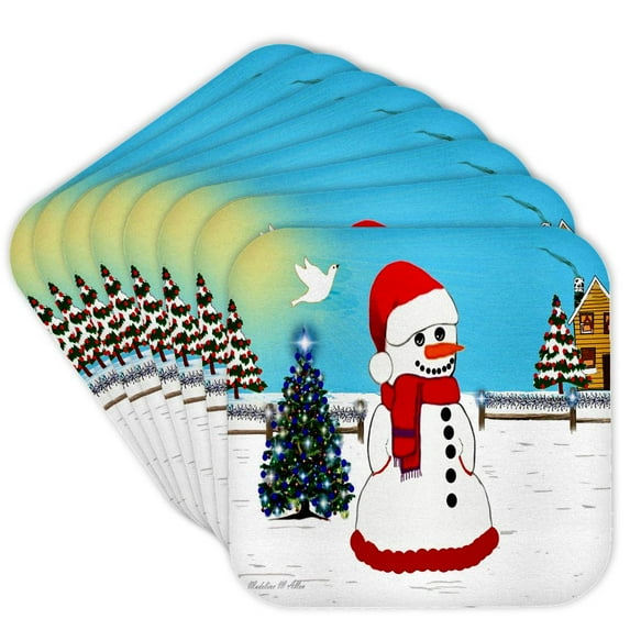 3drose, Christmas Day - Snowman, Set of 8 Coasters - Soft