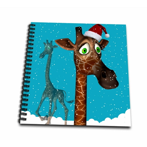 3dRose, Christmas Giraffe In Snow, Drawing Book 8 x 8 inch