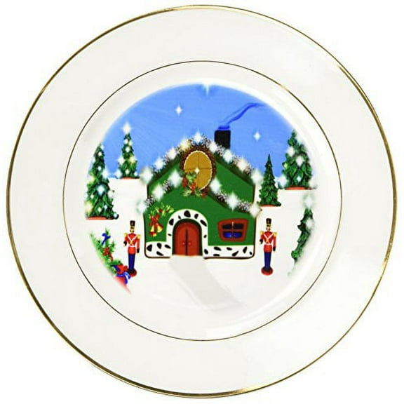 3dRose, Christmas Nutcracker House, 8 inch Porcelain Plate