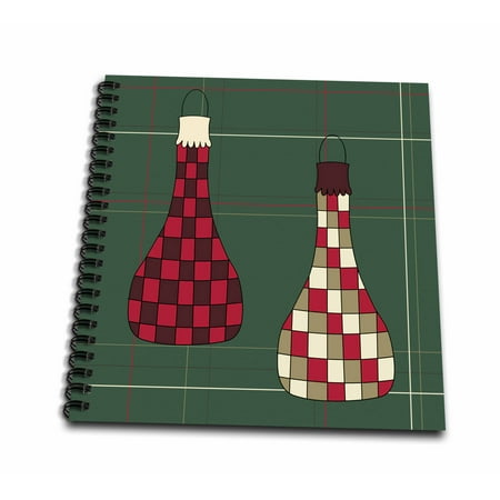 3dRose Christmas Ornament on Green Plaid Print 8 - Mini Notepad, 4 by 4-inch