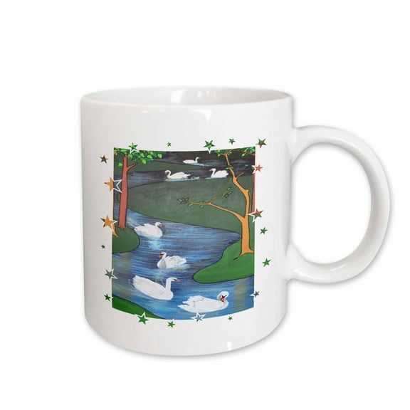 3drose, Christmas Seven Swans a Swimming, 11oz Mug