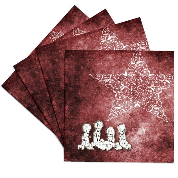 3drose, Christmas Star over Nativity, Set of 4 Ceramic Tile Coasters