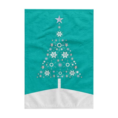 3dRose, Christmas Tree Made Of Snowflakes On Turquoise Background, 15x22 Hand Towel