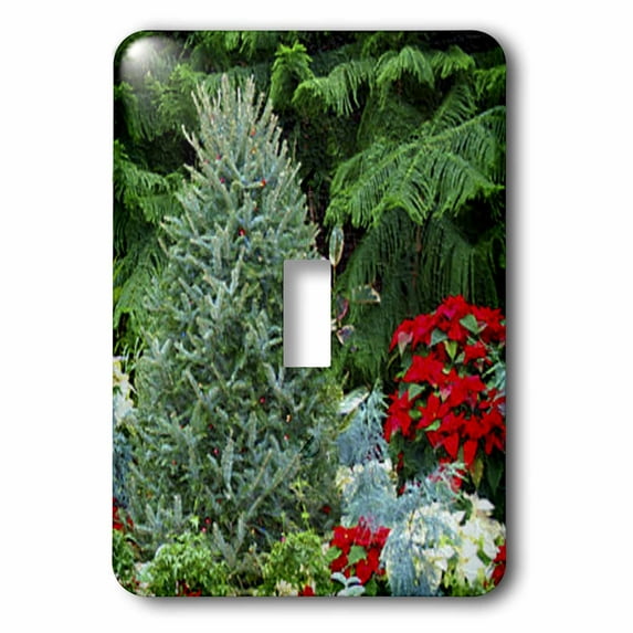 3dRose, Christmas Tree - Poinsettia, single toggle switch