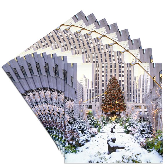 3dRose, Christmas Tree, Rockefeller Center, Manhattan, New York, USA, Set of 8 Ceramic Tile Coasters