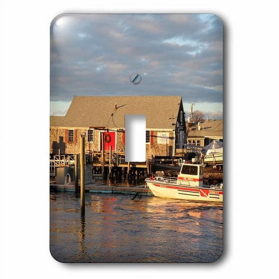 3dRose, Christmas at Marina, Barnstable Harbor, Cape Cod, Massachusetts, single toggle switch