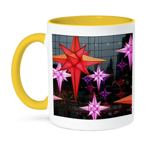 3dRose, Christmas holiday, Time Warner Center, NY - US33 MME0060 - Michele Molinari, 15oz Two-Tone Yellow Mug