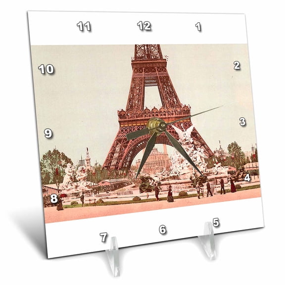 3dRose, Chrome Eiffel Tower, 6x6 Desk Clock