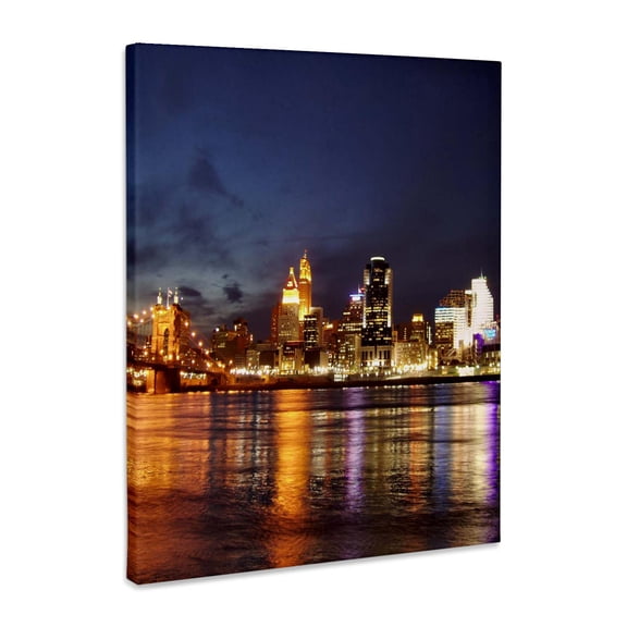 3dRose, Cincinnati Skyline at Night, Museum Grade Canvas Wrap 11x14
