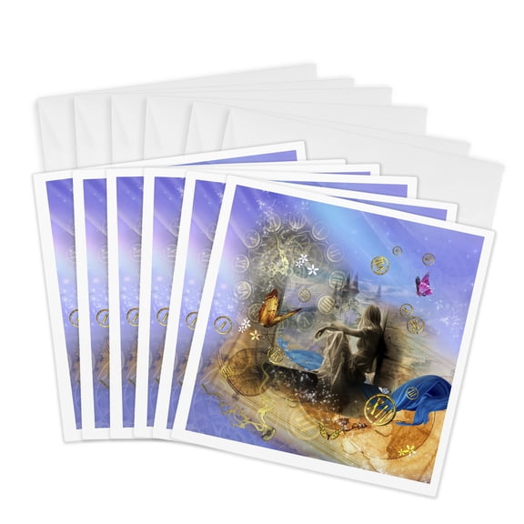 3drose, Cinderella, 6 Greeting Cards with Envelopes