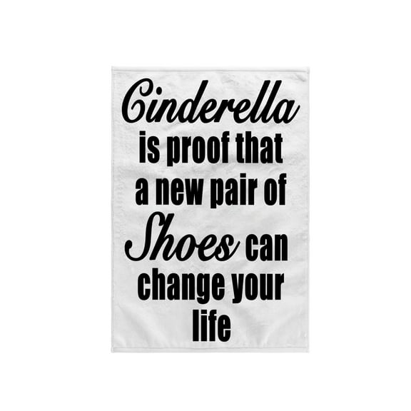 3dRose, Cinderella Proof That A New Pair Of Shoes Can Change Your Life Black, 15x22 Hand Towel
