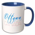 thumbnail image 1 of 3drose, Cities of the World - Ottawa, Canada Red and Blue on White, 11oz Two-tone Blue Mug, 1 of 6